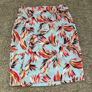 Lane‎ Bryant Women's Size 16 Floral Print Tie Waist Midi Skirt - Blue Red Orange